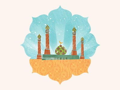 Lebaran Card Illustration batik ethnic fasting holy illustration indonesia islam month mosque muslim pattern ramadan