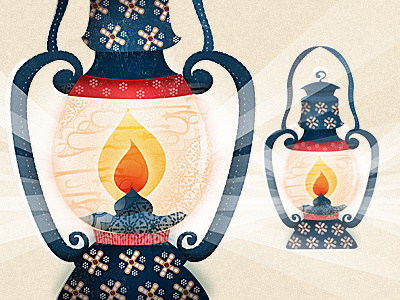 Lamp batik calendar candle ethnic illustration indonesia lamp lantern modern motifs pattern