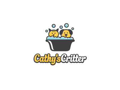 Cathy's Critter animal bath brand character fun grooming identity illustration logo pet spa treatment