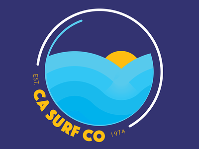 CA SURF CO Badge badge icon logo monoline monolinear retro surfing waves