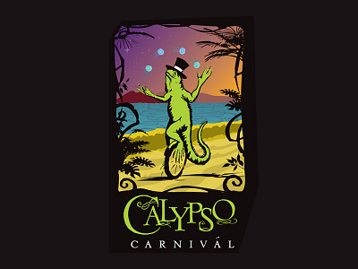 Calypso Carnival carnival iguana juggling logo