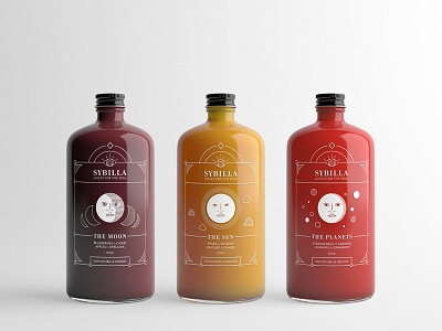 Sybilla | Packaging branding illustration juices packaging