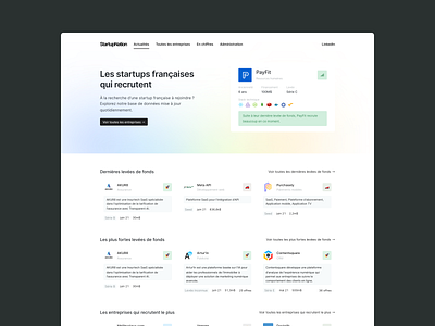 Startup market monitoring - Landing