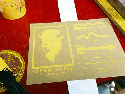 Open Skies Trading Co. Branding apparel bison branding futura graphic design hand-rendered illustration logo modern outdoors screen print