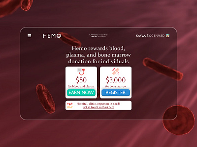 Hemo - a new way to get rewarded for giving blood blood bone health health care marrow medical medical app medical design