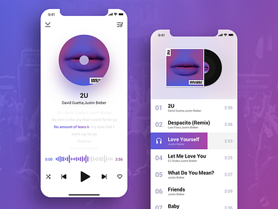 Rock and roll : Music App ui