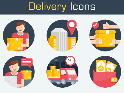 Delivery box city delivery hand location money order product shipping