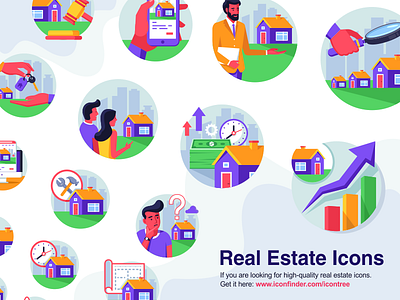 Real Estate Icons business buyer design flat graphicdesign growth house icon illustration investor money property realestate sale ui