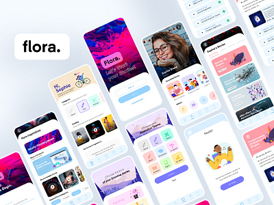 Flora Design IOS App 3d adobe xd app design app drawing app illustration illustration app ios ios application minimal mobile ui ui user interface ux