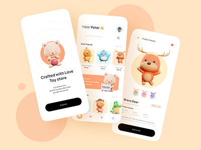 ToyStore App Concept 3d app application buy design figma illustration ios kids piqo product store toy ui user experience user interface ux