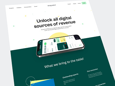 Acquaint Landing page 3d app credit debit digital financial home page illustration ios landing page mobile nft ui user interface ux