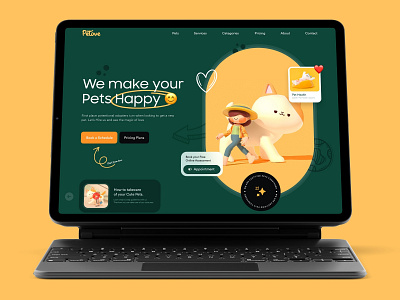 Petove Landing page design 3d animal app c4d cat figma illustration landing page landing page design love pets toy ui user experience user interface ux web design website