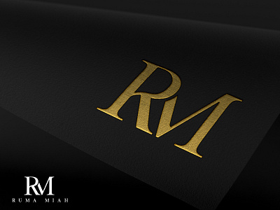 Ruma Miah black creative foil gold logo logo mockup rm