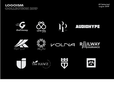 All selected logos 2019 audio black logo heart logo ji logo logo collection logo design minimal modern logo panda pp railway