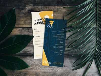 Sweet Baby Cheeses Menus branding cheese design identity logo menu print table yellow