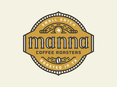 Manna Coffee Roasters badge bean coffee design lifework logo manna roasters serif texas wordmark