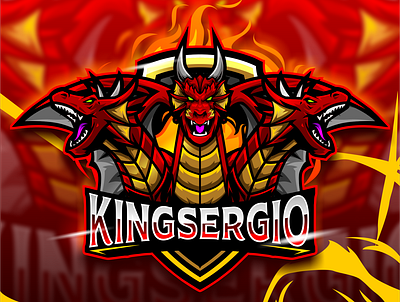 KINGSERGIO artwork dragon esportlogo gaming logo illustration logo vector