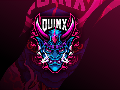 Quinx "Demon Mask" artwork esportlogo gaming logo illustration japanese logo mask vector