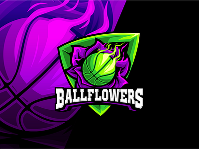 Ball Flowers Basket Ball team artwork basketball branding design dunkin esportlogo gaming logo illustration logo nba poster sport vector