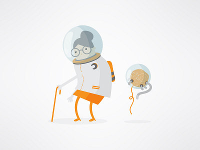 Space Granny astronaut character design grandmother space