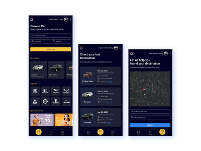 RentCar android apps dark mode design inspiration ios rent car ui userinterface ux