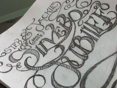 ster & Jackie's (not quite) Silver Jubilee flourish illustration invitation invite paper pencil sketch typography wip