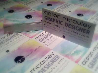 Shameless self-promotion. aaronmcauley blue business cards century delicious logo pink purple typography yellow