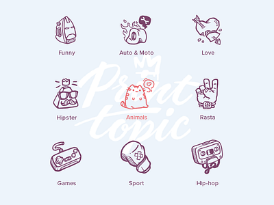 Icon Print Topic Vol.1 character design flat game hipster icon illustration lettering logo red vector web