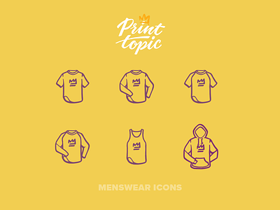 Menswear icons art design flat graphic design icon illustration lettering logo ui vector web yellow