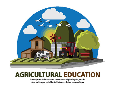 landscape with farm And livestock concept cartoon concept farm illustration landscape livestock vector