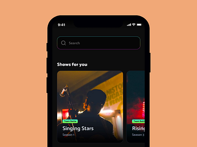 Talent Show / Video App | Gamification | UI Animations after effect animations bts card ui competition mobile app mobile ui scroll animation talent show
