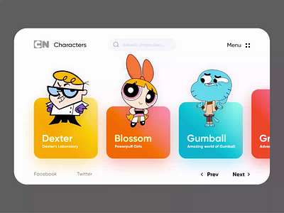 Cartoon Network Characters Web UI aftereffects animation card ui disney characters interaction scroll aimation web app web ui