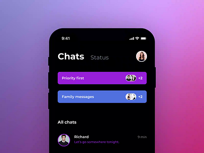 Chat App Mobile UI : Redesign and Interaction animation app design chat dribbble shot interaction message messaging motion uianimation uidesign uiux