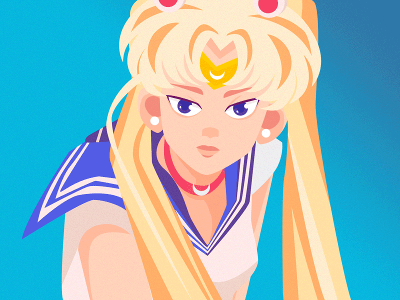 Sailor Moon art cartoon character color concept flat girl illustration sailor moon