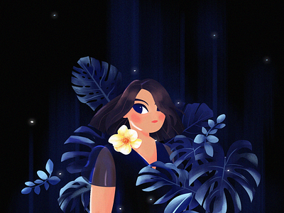 Shimmer of Moonlight character color concept design drawing flat girl illustration