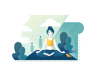 Inner Peace bird calm flat girl happy illustration love