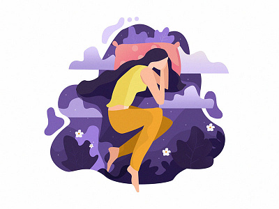 Dream bed dream girl illustration night sleep