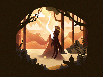 Forest Maiden character concept design drawing flat forest girl illustration nature noise texture