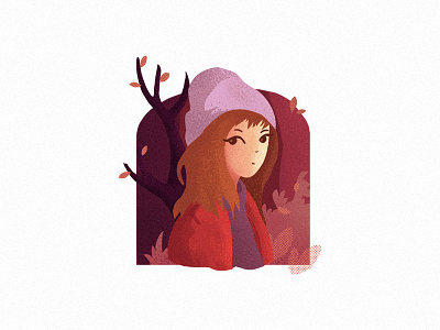 Autumn breeze character color flat girl illustration