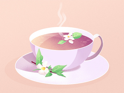 Jasmine tea flat flower illustration tea