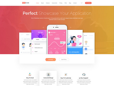 AppCode - PSD Template app landing app landing page app landing psd clean app landing creative app landing page mobile app landing page modern app landing parallax simple app landing the app