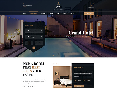 Grand - Hotel & Restaurant PSD Template accommodation guesthouse holiday hostel hotel lodge reservations resort tourism travel vacation