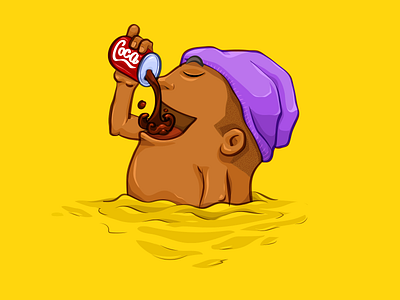 Drinking :D coke drinking illustration pool yellow