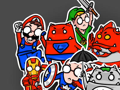 2017 Stickers anyway.fm hero ironman linkel mario noface stickers super superman totoro ultraman zelda