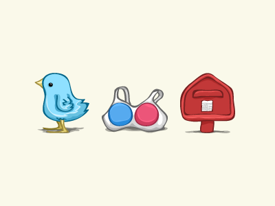 Social Icons flickr icon mailbox social twitter