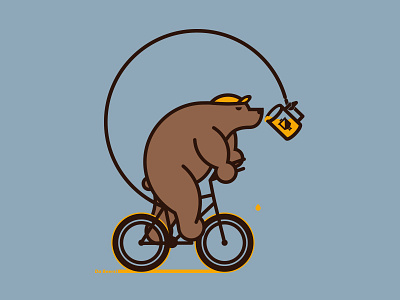 Bjorn to Ride bear beer bike poster screenprint