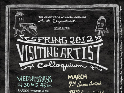 VA Poster artist blackboard board chalk characters hand type poster typography visiting
