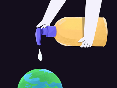 Go corona go bottle clean coronavirus earth hand handwash illustraion sanitary save