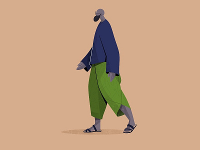 Character Deign characterdesign green illustraion indian man traditional costume walking