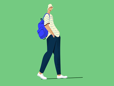 Walking boy cap character illustration procreate walking